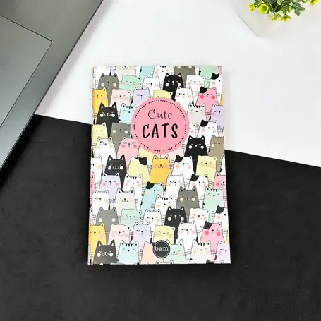 Lastik Kapaklı Defter ''Cute Cats'' - Thumbnail